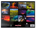 Back cover of the 2026 Big Island calendar showcasing 12 diverse photos of Hawaiʻi Island including volcanoes, beaches, waterfalls, lush landscapes, and Hawaiian wildlife.