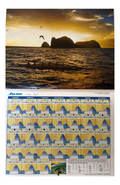 June 2026 page from the Hawai‘i Marine Tide calendar showing a golden sunset over a canoe team at sea, along with detailed daily tide and moon phase charts.