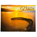 Maui calendar cover with sunset over water and mountain landscape