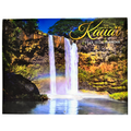 Calendar cover with a waterfall and rainbow, featuring 'The Garden Isle Kauai' text.