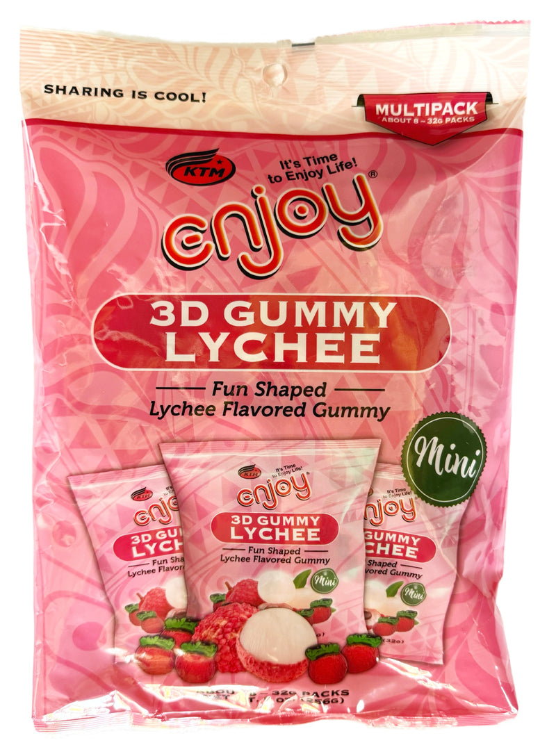 Enjoy Hawaii Lychee Gummy Candy - Fun Shaped Tropical Snack Multipack (9 oz)