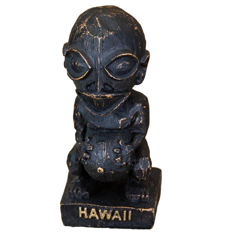 Handcrafted 3-inch Fertility Tiki God statue made from hapa wood, featuring intricate details and a rustic finish, perfect for Hawaiian decor, tiki bars, and collectibles.