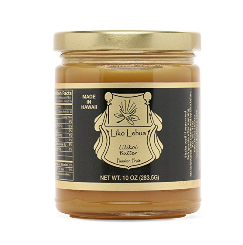 Liko Lehua Lilikoi Butter in 10 oz jar, tropical passion fruit preserve from Hawaii