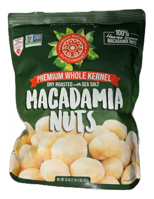 Hawaiian Macadamia Nut Co. 20oz – Dry Roasted with Sea Salt, Non-GMO, Keto, Gluten-Free