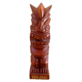Wooden tiki statue with 'Hawaii' engraving on a white background
