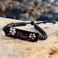 Maui coconut shell bracelet in white and fuschia