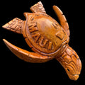 Hawaiian Store Hand-Carved Wood Honu Turtle Featuring Maui and Hawaii Islands
