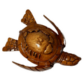 Hawaiian Store Hand-Carved Wood Honu Turtle Featuring Maui and Hawaii Islands