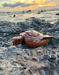 Hawaiian Store Hand-Carved Wood Honu Turtle Featuring Maui and Hawaii Islands