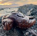 Hawaiian Store Hand-Carved Wood Honu Turtle Featuring Maui and Hawaii Islands