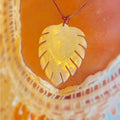 Hawaiian Store Mother of Pearl Adjustable Monstera Necklace and Earring Set