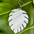 Hawaiian Store Mother of Pearl Adjustable Monstera Necklace and Earring Set