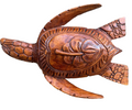 Hawaiian Store Hand-Carved Acacia Wood Turtle with Hibiscus Design