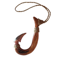 Wooden fish hook with a string on a white background