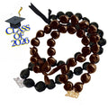 Black and brown beaded graduation lei with charms on a white background, featuring 'Class of 2026' text.