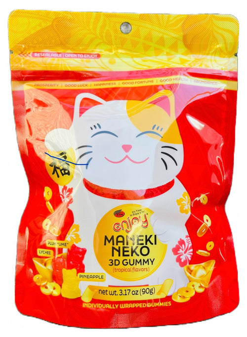 Enjoy Hawaii Maneki Neko "Lucky Cat"  3D Gummy Candy (Choose Size)