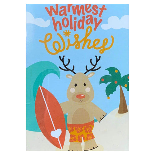Warmest Holiday Wishes Hawaiian Surfer Reindeer Cards