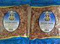 Two 1 lb bags of Big Island Sakura Arare rice crackers by Aloha Gourmet with blue packaging and soy-glazed Japanese-style rice cracker mix inside