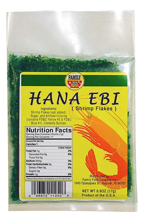 Hana Ebi Shrimp Flakes (Green) – Packaged shrimp topping for sushi and poke bowls

