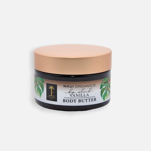 Maui Organics Big Island Vanilla Body Butter 4 oz jar - rich moisturizing body butter handcrafted in Maui with tropical island fragrance

