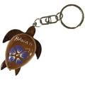 da Hawaiian Store 木製ホヌ タートル キーチェーン 手描きの花付き (選択)
