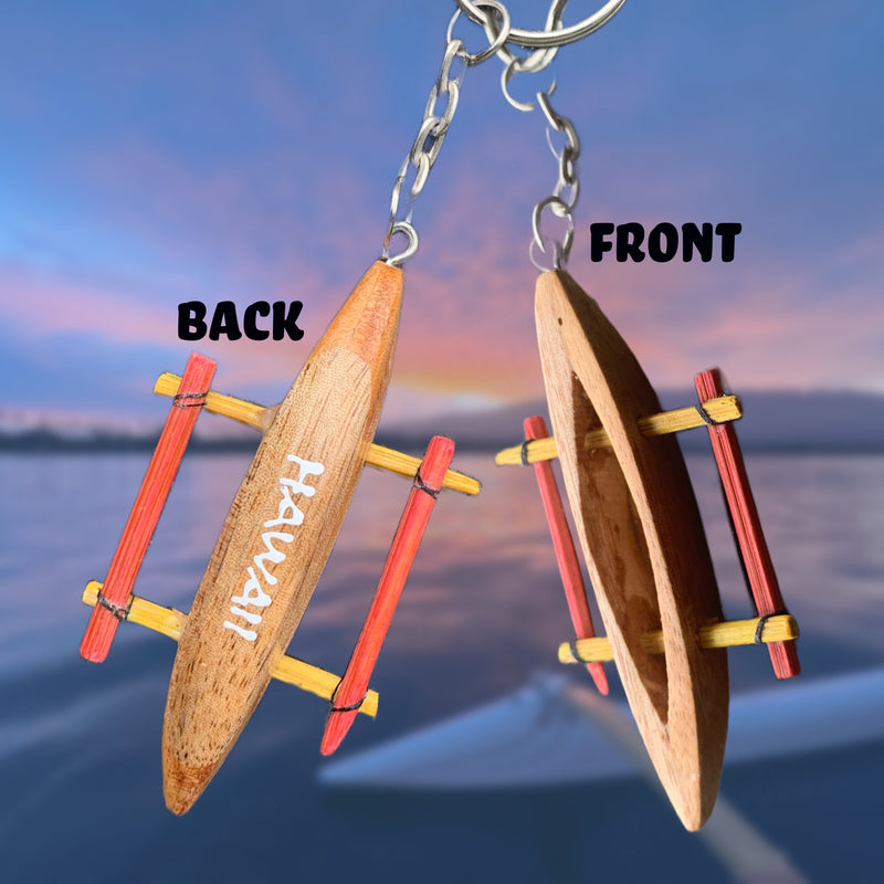 Hawaiian Store Wood Outrigger Canoe Key Chain