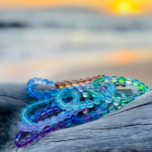 Magical Maui Mermaid Stretch Bracelet – 8mm Glowing Glass Beads